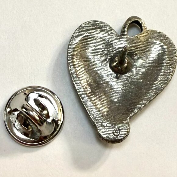 Heart Musical Note Pewter Pin Treble Clef Music Notes Musician Conductor Signed - Picture 6 of 7